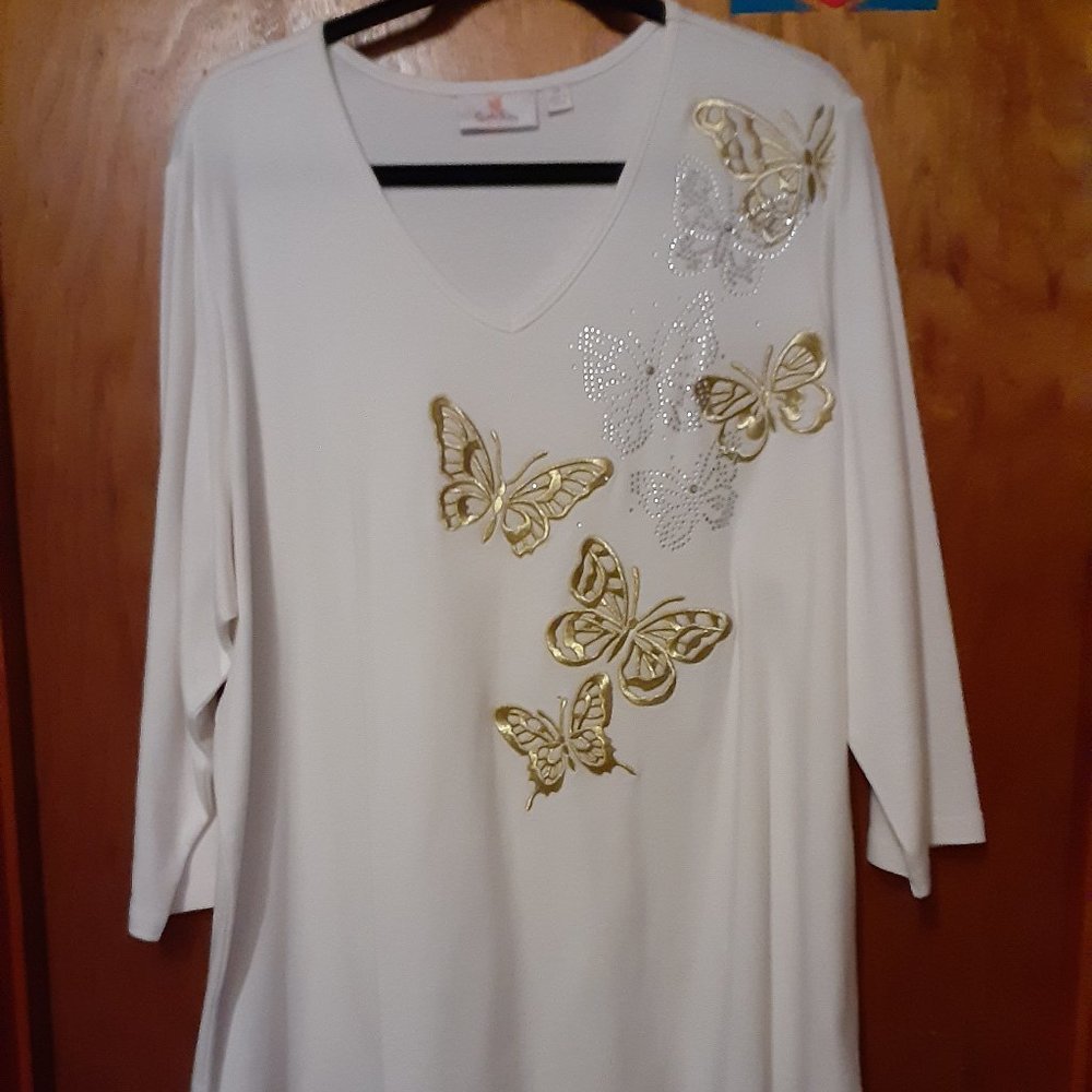 Quacker Factory Butterfly Shirt